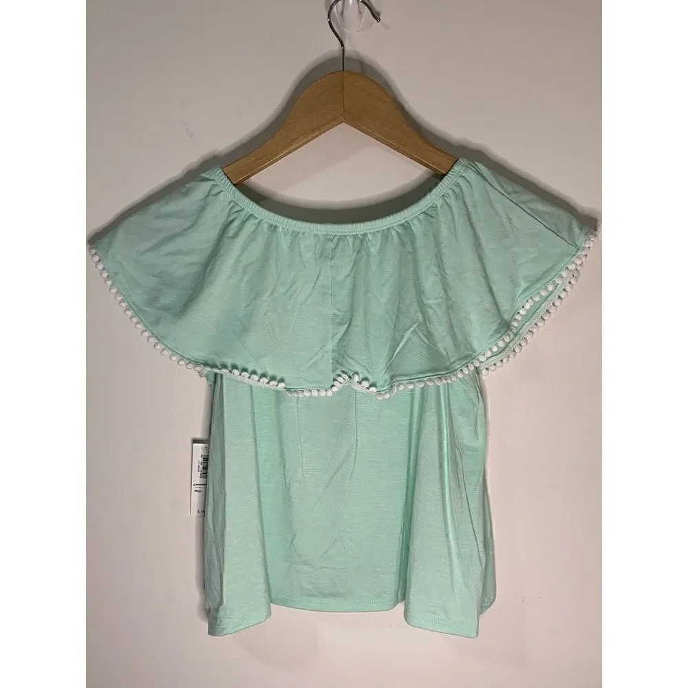 Girls Old Navy Mint Green Off the Shoulder Short Sleeve Blouse Top Size M 8